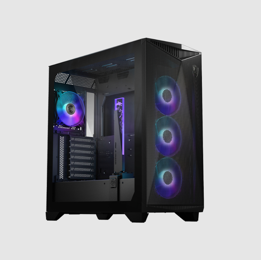  Mid-Tower Case: MSI MPG GUNGNIR 300R AIRFLOW - Black<br>4x 120mm ARGB Fans, 2x USB 3.2 + 1x USB Type-C,  Tempered Glass Side Panel, Supports: EATX*/ATX/mATX/mini-ITX  